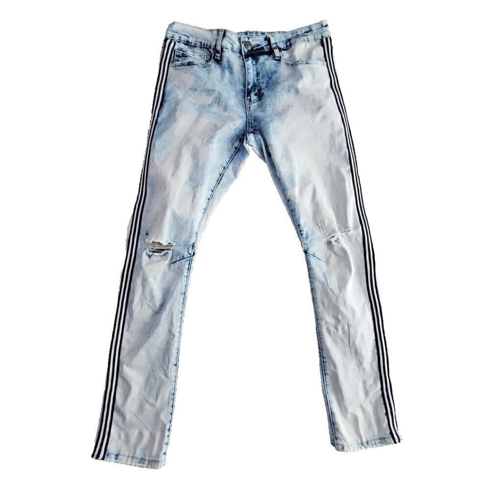 Rue21 Premium Jeans Men's‎ 32x32 Skinny Supreme Flex Distressed Racing Stripe